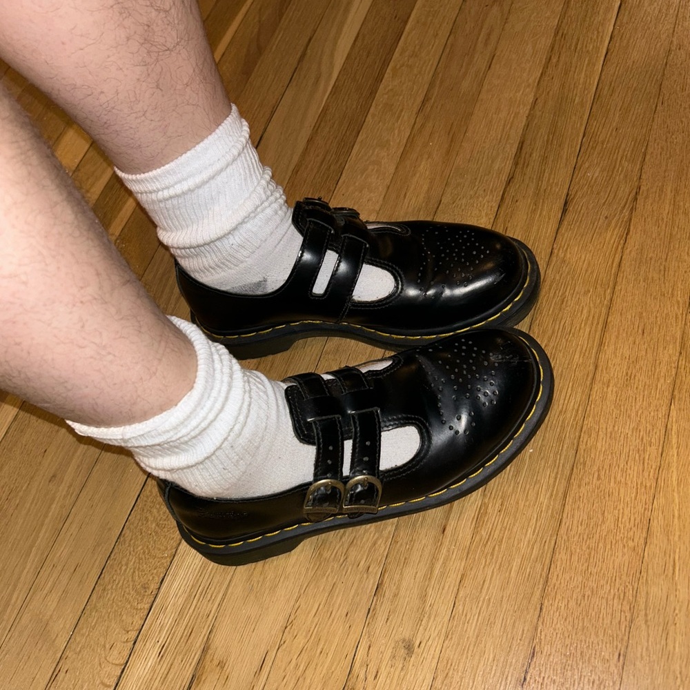 doc martens double buckle mary janes - size eight (8)